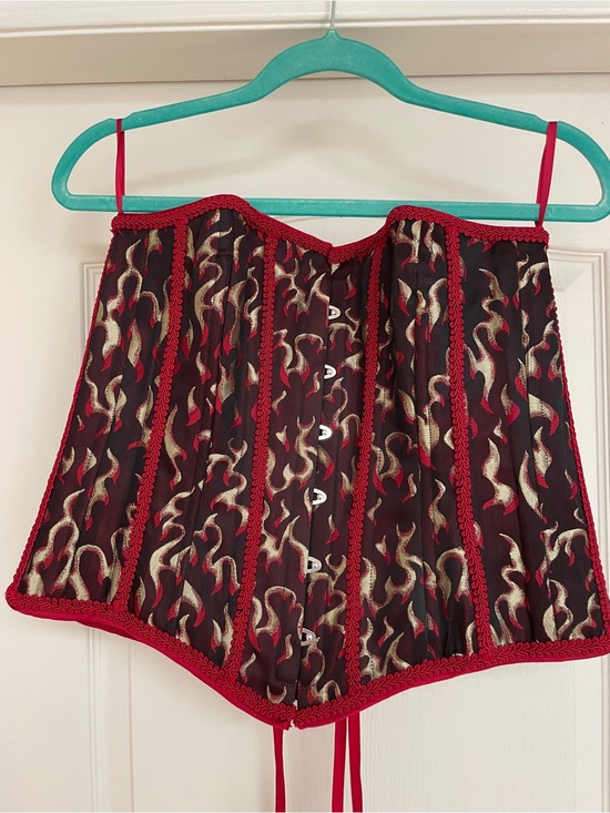 Other - Red Flame Lace-Trim Corset Top